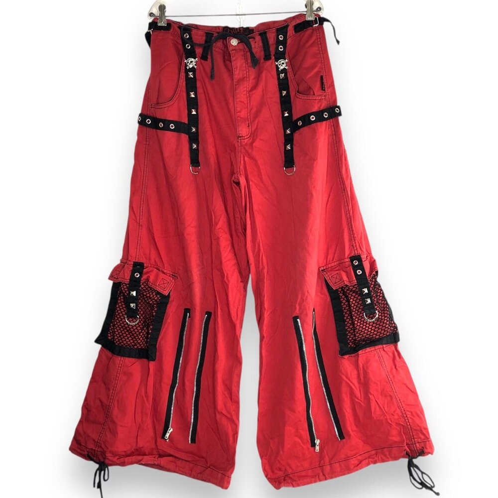 Tripp NYC Y2K Baggy Bondage Red Pants L Goth Skate Grunge Punk Rocker Festival